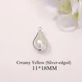 Water drop pearl pendant in creamy yellow with silver frame for DIY jewelry 11x18mm - 11*18mm / Beige (Silver Edge)