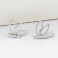 Minimalist silver lotus petal earrings in a set featuring sleek hollow geometric design - Silver B5305