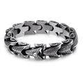 Bracciale da uomo in acciaio inossidabile vintage con trama a scaglie di freccia - Trama in osso di drago / Color Acciaio