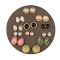 Set van 12 paar vintage oorbellen van hars en imitatieparels met een gouden metalen basis - 12 Paar Kunstmatige Parel Hars Goud Stijl (E0243-1)