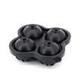 Detailed view of 4-cavity black silicone spherical ice mold with realistic water drops - New 4-Cavity Round Ball Ice Tray