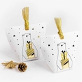 Boîte cadeau de Noël blanche avec ours polaire et ruban en tulle doré scintillant - Blanc Ours Cadeau avec ruban doré