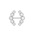Silver nipple ring with crescent-shaped clear cubic zirconia on a straight barbell - Steel Color Crescent Rhinestone Style (1995 Steel)