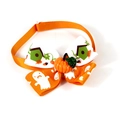 Papillon di Halloween per animali con nastro arancione e motivi di zucche e fantasmi - Stile Zucca Stampata Arancione Bianco Verde VN434-2