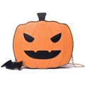 Borsa a zucca con tracolla a catena e ciondolo a pipistrello per Halloween moda - Marrone