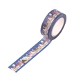 Winter themed dark blue washi tape featuring colorful snow cottages and houses - SD-20 Dark Blue Snowy House