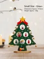 Mini green wooden DIY Christmas tree with tiny bells and train for tabletop decor - Small / Green