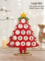 Large red wooden DIY tabletop Christmas tree with miniature ornaments and star - Large / Red