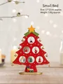 Small red wooden DIY Christmas tree with golden star and mini ornaments, 17x22cm - Small / Red