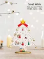 Miniature white wooden Christmas tree DIY table decor with star and colorful figurines - Small / White