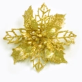 Macro detail of artificial golden Christmas flower with glitter finish on white background - 9.5CM / Gold
