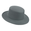 Classic grey wool felt fedora hat with flat top and wide brim for men and women - 58cm / Gray