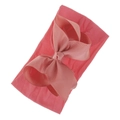 Weiches elastisches Nylon-Babystirnband mit einer großen Ripsbandschleife in Koralle - Wassermelonenrot
