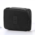 Black travel toiletry bag made of durable nylon fabric with a zippered closure - Black