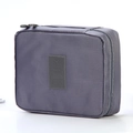 Grey large capacity travel toiletry organizer bag made of durable nylon with a top handle - Gray