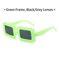 Occhiali da sole quadrati verde neon con lenti grigio scuro dallo stile moderno - Montatura Verde Lenti Grigie
