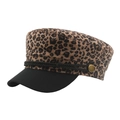 Casquette militaire léopard classique avec visière noire et détail de bouton doré - 58cm / Petit imprimé léopard