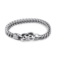 Roestvrijstalen tarweketting armband voor heren met zilveren infinity-sluiting - Oneindigheidssymbool Stijl (KB96856-BD)