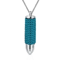Collana con ciondolo a proiettile con strass blu e catena in acciaio inossidabile - Blu