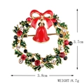 Christmas wreath brooch with red bow and bells featuring colorful rhinestones and enamel - xz4888 Bell Wreath