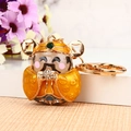 Golden metal keychain with opal cat eye pineapple and god of wealth figurine detail - Single OPP Bag Packaging / Gold God of Wealth