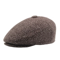 Berretto newsboy in tweed marrone invernale con fodera imbottita e trama in lana - Cachi