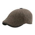 Coppola vintage in tweed marrone scuro con tesa in pelle nera per uomo e anziani - Taglia unica / Cachi