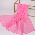 Pink lightweight long chiffon silk scarf with subtle glossy finish for women and children - Pink