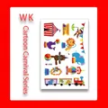 Cartoon circus carnival temporary tattoos for kids featuring clown and animals - Circus Animal Collection Style (WK-008)