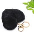 Chic black heart-shaped plush keychain with gold-tone metal chain and lobster clasp - Gold Keychain / Black