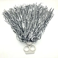 Macro detail of silver metallic pom pom with dual-ring handle for cheerleading - Double Buckle 20g Silver (general Density Suitable For Kindergarten And Primary School Students).