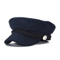 Casquette de marin bleu marine classique avec cordon tressé et boutons argent - M (56-58cm) / Bleu marine