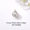 DIY pearl teardrop pendant with silver wire wrap for handmade jewelry, 10x15mm cream white - 10*15mm / Off-White (Silver Edge)