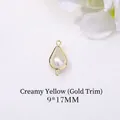 Teardrop imitation pearl connector with gold rim for DIY jewelry making 9x17mm - 9*17MM / Beige (Gold Edge)