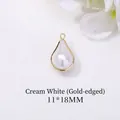Teardrop imitation pearl pendant with gold metal rim in off-white finish 11x18mm - 11*18mm / Off-White (Gold Edge)