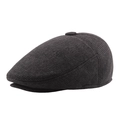 Gorra de lana a cuadros gris oscuro para hombre para invierno con detalle de botón - 58cm / gris oscuro