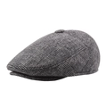 Classic grey checkered flat cap for elderly men made of warm wool-like fabric - 58cm / Light Gray