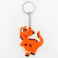 Cute orange cartoon dinosaur keychain with black spots and silver metal ring accessory - Orange Dinosaur