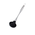 Modern black silicone soup ladle with 304 stainless steel hollow handle and hanging hole - Black Soup Spoon