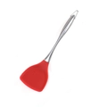 Single kitchen spatula with red silicone head and silver stainless steel hollow handle - Red Solid Spatula