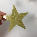 Golden glitter star garland hanging decoration for wedding party festive celebration - 4m Glitter Gold PVC Star Garland