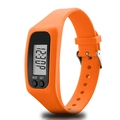 Digital sports pedometer watch with orange silicone strap and LED display - Orange