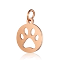 Vista dettagliata del ciondolo a zampa di cane scavata 12x17mm in acciaio oro rosa - 12*17mm / Oro rosa