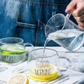 Tazza da latte in vetro resistente al calore Good Morning e misurino graduato 350ml - 350ml / Tazza con Lettera Nera