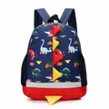 Navy blue kids dinosaur backpack with 3D spine details for nursery and preschool boys - Dark Blue