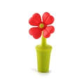 Creative red flower silicone wine bottle stopper with a green conical base design - Red Clover