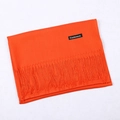 Classic orange solid cashmere scarf for women with elegant tassel and luxury label - Orange Red / 68x200cm