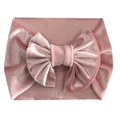 Detailed close-up of soft dusty pink velvet baby headband with a large bow decoration - Dusky Pink