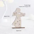 Figurine d'ange en bois nordique avec trompette et étoiles découpées, 14 cm - Ange à la trompette