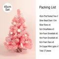 45cm Pink Flocked Christmas Tree Set with 27 Accessories and 2m LED Copper String Lights - 40cm Set